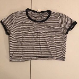Black and white striped crop top
